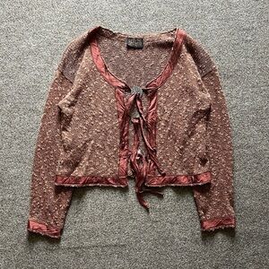 Vintage Y2K Hot Knots Hand Made Cardigan Sweater Renaissance Cottage Fairy Core